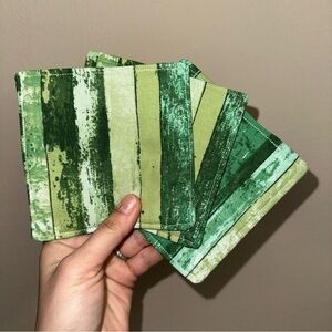 3 fabric green stripe mug coasters for at home new